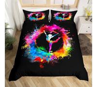 Watercolor Dance Single Duvet Cover Set 3D Printed Gymnast Bedding Set Ultra Soft Microfiber Quilt Cover 135x200 cm for Single Bed with 2 Pillowcases with Zipper L.476
