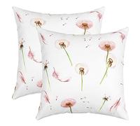 Watercolor Dandelion Throw Pillow Covers Wild Flowers Dreamy Feather Decor Cushion Covers for Kids Teens Adults Natural Floral Plants Rustic Style Cushion Cases for Sofa Chairs 20x20 Inch Set of 2
