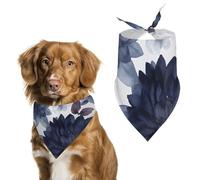 Watercolor Dark Blue Pattern Dog Bandanas for Feeding Grooming, Triangle Pet Bibs for Cats & Dogs Washable Fashion Pets Scarf for Party Travel 27.6 X 11.8 Inch