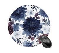 Watercolor Dark Blue Pattern Round Mouse Pad 7.8 Inch, Portable Gaming Mouse Mat with Non-Slip Rubber Base & Smooth Surface, Waterproof Mousepad for PC, Laptop, Computer, Office, Home