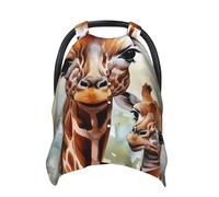Watercolor Deer Giraffe Baby Car Seat Canopy Cover, Multi Use Breathable Nursing Breastfeeding Covers for Mom Soft Stroller Sun Shade Newborn Shower Gift
