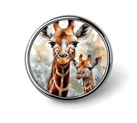 Watercolor Deer Giraffe Badge Holder Personalized Round Badge with Picture Pin Aluminum Alloy Button Pin Exquisite Brooch Fashion Button Badges Clothes Decorative Pins