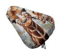 Watercolor Deer Giraffe Bike Seat Cover for Men Women Water Repellent Exercise Bike Seat Cushion Adjustable Bicycle Seat for Outdoor Biking