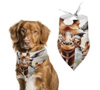 Watercolor Deer Giraffe Dog Bandana Personalized Soft Triangle Pet Scarf Washable Adjustable Dog Scarf Lightweight Pet Bib Breathable Pet Bandana for Small Medium Large Pet Scarves