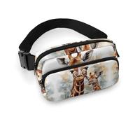 Watercolor Deer Giraffe Fanny Pack for Women Men Waist Bag Belt Bag Adjustable Casual Bag for Travel Sports Hiking, white, 7.9x5.1inches