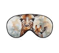 Watercolor Deer Giraffe Sleep Mask for Women Men, Soft Eye Mask with Adjustable Strap for Sleeping, Light Blocking Travel Blindfold for Nap Comfortable Eye Cover for Home Office