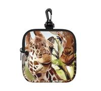 Watercolor Deer Giraffe, Square Zipper Storage Bag, Neoprene Coin Purse, Small Wallets, Change Pouch, Change Purse