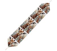 Watercolor Deer Giraffe Table Runner for Dining Table, Short Plush Runners Washable & Durable Tablerunner Modern Home Decor for Wedding, Kitchen, Holiday 200*33cm