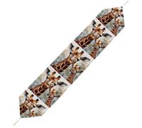 Watercolor Deer Giraffe Table Runner for Dining Table, Short Plush Runners Washable & Durable Tablerunner Modern Home Decor for Wedding, Kitchen, Holiday 229*33cm