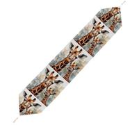 Watercolor Deer Giraffe Table Runner for Dining Table, Short Plush Runners Washable & Durable Tablerunner Modern Home Decor for Wedding, Kitchen, Holiday 178*33cm