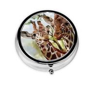 Watercolor Deer Giraffe This Small, Round, Three-Compartment Travel Pill Box is Perfect for Storing Daily medications, Vitamins, and on-The-go.