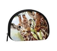 Watercolor Deer Giraffe, Women's Storage Bag Shell Makeup Bag Small Coin Purse Shell Change Pouch