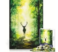 Watercolor Deer in The Forest for Adults 1000 Piece Puzzle Mental Workout Peaceful Recreation Unique Gift (50x75cm)