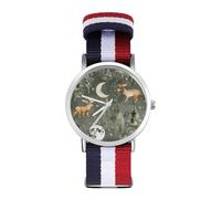 Watercolor Deer Moon Quartz Watches Without Scale Wrist Watch with Adjustable Strap for Men Women