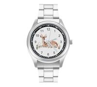 Watercolor Deer Personalized Quartz Watch Stainless Steel Wrist Watches with Arabic Numerals for Men Women