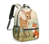 Watercolor Deer Print Backpack 16 Inch Kids School Bag Cute Pink Floral Butterfly Dreamy Illustration Nature Daypack (14)