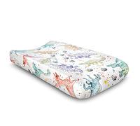 Watercolor Dinosaur Jersey Knit Changing Pad Cover | Extra Soft and Stretchy
