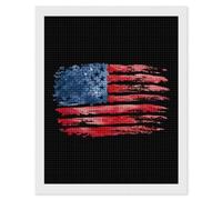 Watercolor Distressed U.S.A Flag Square Diamond Art Painting Kits