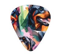 Watercolor-Doberman-Rottweiler 12 Pack Guitar Picks With 3 Thicknesses And Storage Box, Abs Plectrums For Electric Bass Guitar Players