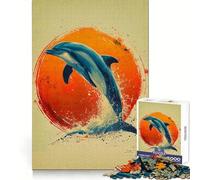 Watercolor Dolphin Animal 1000 Piece Jigsaw Puzzles for Adults Jigsaw Memory Strength Pleasant Downtime Fine Cut Meaningful Gift (50x75cm)
