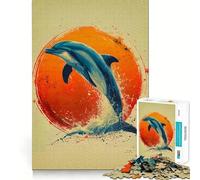 Watercolor Dolphin Animal 1000-piece Puzzle for Teenagers Mind Skill Fun Uniform Size Precise Pieces Relaxing Indoor Group Activity (38x26cm)