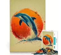 Watercolor Dolphin Animal Adults 1000 Pieces Puzzle Mental Fun Game Advanced Laser Cutting Tech Amusing Challenge for Waiting Time (50x75cm)