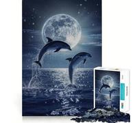 Watercolor Dolphin Animal Jigsaw 1000 Pieces Memory Skill Fun Smooth Edge Perfect Interlock Fun-filled Way to Fill Empty Hours (38x26cm)