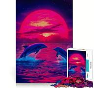 Watercolor Dolphin Animal Jigsaw 1000 Pieces Memory Skill Fun Smooth Edge Perfect Interlock Fun-filled Way to Fill Empty Hours (50x75cm)