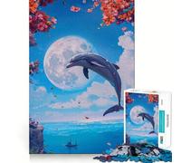 Watercolor Dolphin Animal Jigsaw for Adults 1000 Pieces Brain Memory Game Laser Cut for Flawless Fit Unique Gift for Stress Relief (38x26cm)