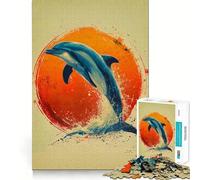 Watercolor Dolphin Animal Jigsaw for Teenagers 1000 Pieces Mental Improve Play Uniform Size Precise Pieces Family Fun Night Activity (38x52cm)