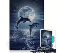 Watercolor Dolphin Animal Jigsaw for Teenagers 1000 Pieces Mind Boost Fun Clean Cut Sturdy Components Heartwarming Gathering Activity (38x52cm)