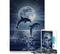 Watercolor Dolphin Animal Jigsaw Puzzle 1000 Mental Recall Game High Accuracy Cutting Craft Interactive Brain Challenge for Home (50x75cm)