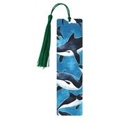 Watercolor Dolphin Bookmark Sea Ocean Whale Wooden Bookmark with Tassel Book Mark for Women Men Reading Page Markers Gifts for Book Lovers