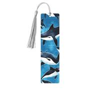 Watercolor Dolphin Bookmark Sea Ocean Whale Wooden Bookmark with Tassel Book Mark for Women Men Reading Page Markers Gifts for Book Lovers