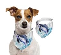 Watercolor Dolphin in The Sea Dog Bandanas,Summer Bandanas for Dogs Washable Adjustable Dog Triangle Scarf Bibs Cute Pet Bibs for Medium Large Dogs Puppy and Cats Small