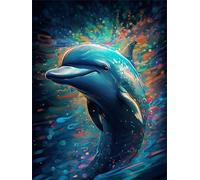 Watercolor Dolphin Jigsaw Puzzles for Adults 100 Pieces Educational Toys Challenging Game 100 Piece Puzzles for Adults for The Whole for Women Gifts for Men