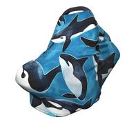 Watercolor Dolphin Nursing Cover 360° Full Coverage Sea Ocean Whale Stretch Scarf for Breastfeeding and Car Seat Cover Fit for Most Pushchairs and Prams