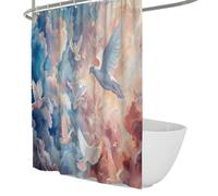 Watercolor Dove and Clouds Shower Curtain Surrealism Art Bathroom Curtains Modern Boho Shower Curtain with Hooks Extra Long Cloth Fabric 200 x 240 cm