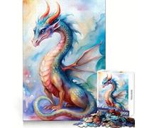 Watercolor Dragon Illustration 1000 Piece Jigsaw Puzzle for Teenagers Mental Exercise Peaceful Recreation Defined Edges (38x26cm)