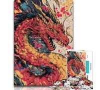 Watercolor Dragon JigsawPuzzle 1000 Pieces for Teenagers,Stress Reliever Difficult Challenge Unique Home Decor And Gifts 38x26cm