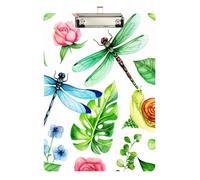 Watercolor Dragonfly Acrylic Clipboard Writing Clipboard Hardboard Clipboards Standard Size, A4 Letter Size 12.5 x 9 Inches Silver Clip, Silver12x9in