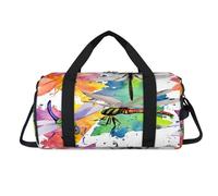 Watercolor Dragonfly Sport Duffel Bag with Shoes Compartment Dragonfly Painting Overnight Weekender Bags Travel Gym Luggage Organizer for Women Men Kids Girls Boys