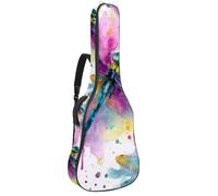 Watercolor Dragonfly with Paint Splash Padded Guitar Bag, Protective Acoustic Guitar Cover Gig Bag for Electric Bass Classical Guitar