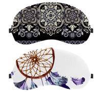 Watercolor Dream Catcher Purple Wind Chimes Feather 2-Pack Light-Blocking Soft Breathable Eye Masks Sleep Mask Eye Patch