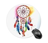 Watercolor Dream Catcher Round Mouse Pad Non-Slip Rubber Mouse Mat Portable Mousepad for Gamers Home Office Desk Accessories,7.8 Inch