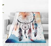 Watercolor Dream Catcher Throw Blanket for Couch, Plush Fuzzy Soft Flannel Blankets and Throws for Sofa, 50"x40" Bed Blankets for Travel Camping Chair, All Season Warm Fleece Blanket