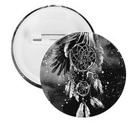 Watercolor Dream Catcher with Eagle In Black White Pattern 1 PC Round Brooch Pin, Unisex Smooth Surface Lapel Tie Pin, Tin Plate Badge Jewelry Crafts Decor for Costume Accessory Men Women