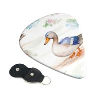 Watercolor Duck 6 Pack Guitar Picks With Holder, Personalized Guitar Plectrums Non-Slip Portable Ukulele Bass Picks 0.96mm For Acoustic Guitar Lovers Gifts