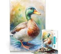 Watercolor Duck Portrait Adult Jigsaw Puzzles1000 Pieces Brain Game Gift High Precision Die Cut Relaxing Indoor Group Activity (50x75cm)