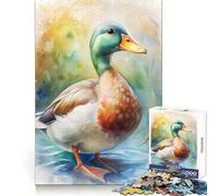 Watercolor Duck Portrait Adults 1000 Pieces Puzzle Reasoning Practice Easy Enjoyment Premium Edges Lovely Gift (38x52cm)